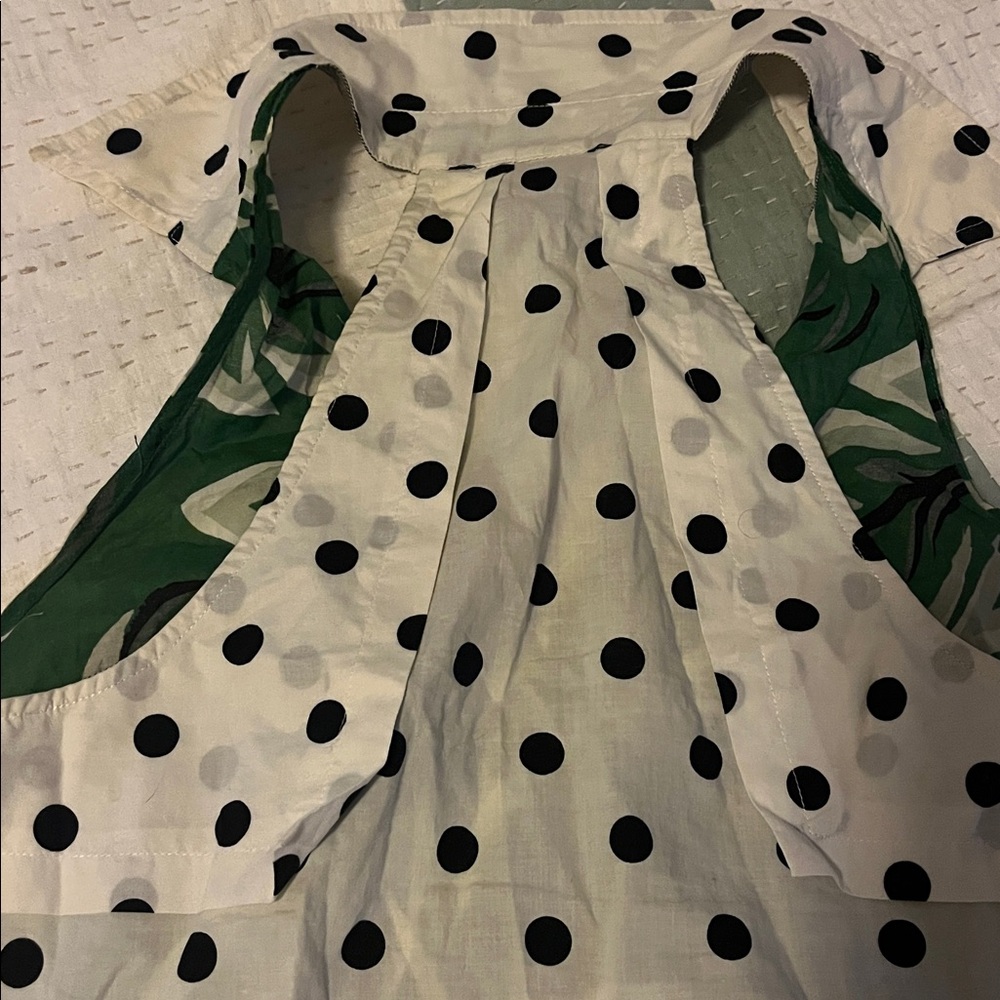 Anthropologie Vanessa Virginia Womans Top 2 Sleeveless Green Palm Polka Dot - Picture 6 of 7